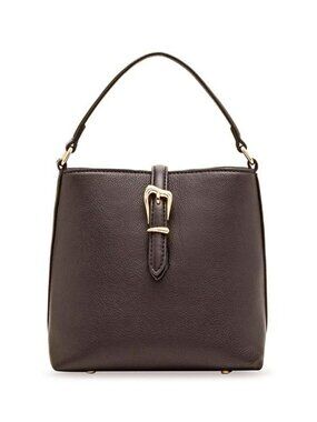 Anne Klein Women's Sculpted Buckle Bucket Bag in Espresso (MSRP $85)